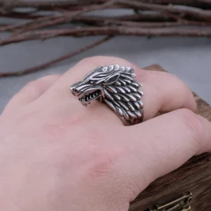Alternative view of Viking Fenrir Head Ring