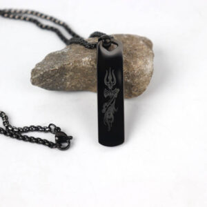Alternative view of Trishul & Gada Locket- Black (Thin version)