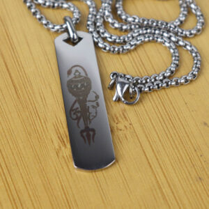 Alternative view of Trishul & Gada Locket- Silver(Thin version)