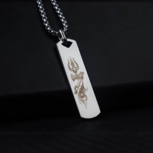 Trishul & Gada Locket- Silver(Thin version)