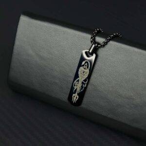 Alternative view of Trishul & Gada Locket- Black (Thin version)