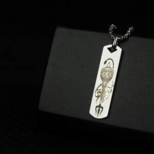 Alternative view of Trishul & Gada Locket- Silver(Thin version)