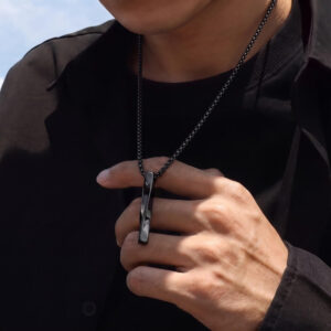 Alternative view of Twisted Bar Locket Black
